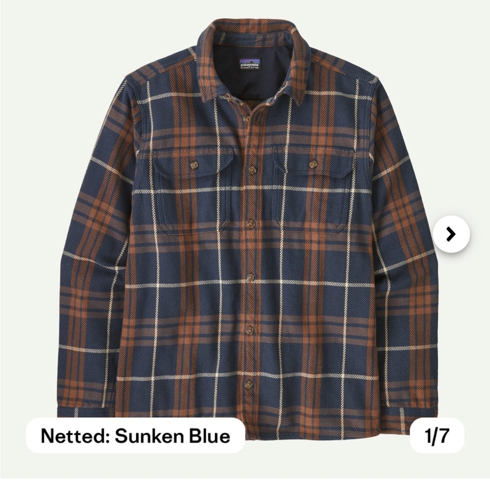 Patagonia Men's Fjord Flannel Shirt - Blue and Brown